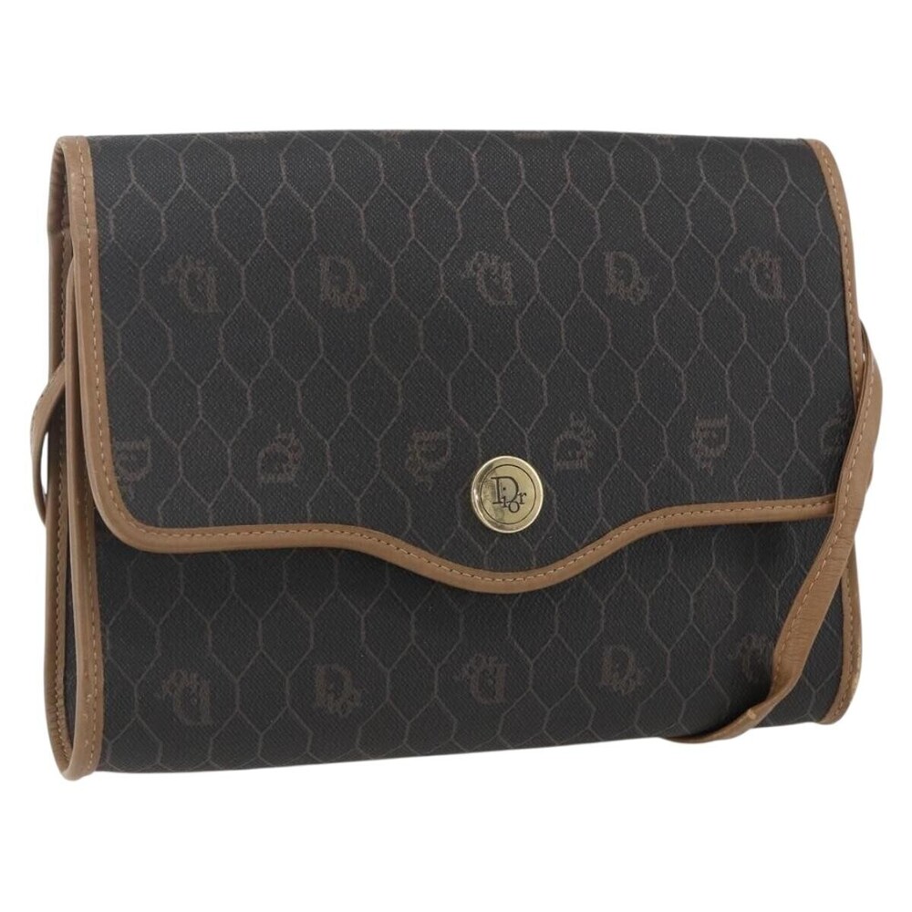 Christian Dior Vintage Honeycomb Flap Canvas and Leather